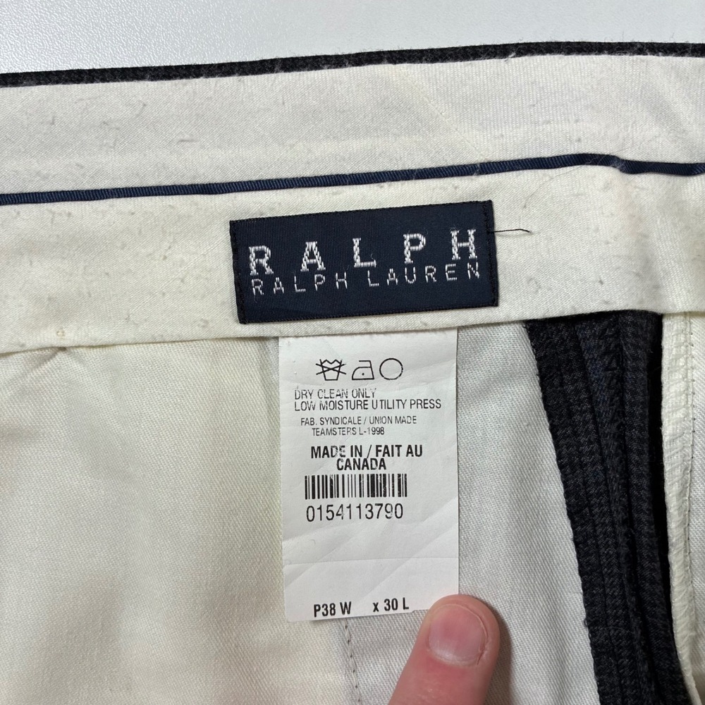 Ralph‎ Ralph Lauren Wool Cashmere Dress Pants 40x30 Grey Glen Plaid Houndstooth - Picture 4 of 11